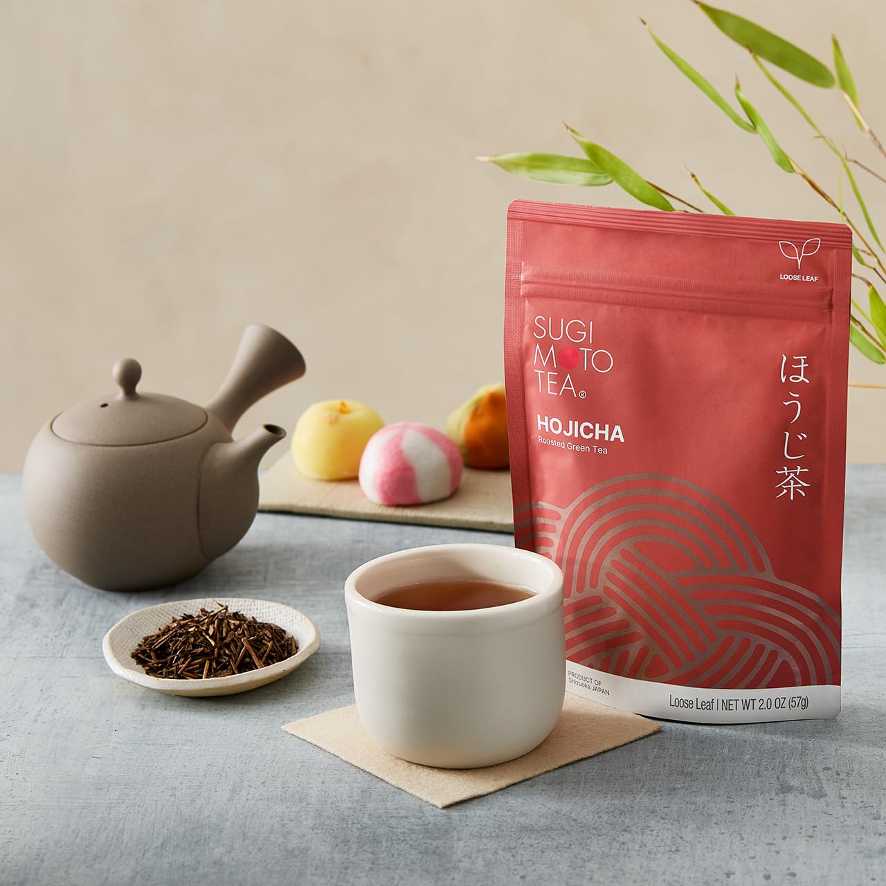 SUGIMOTO TEA Japanese Hojicha Roasted Green Tea Loose Leaf 2.0 oz