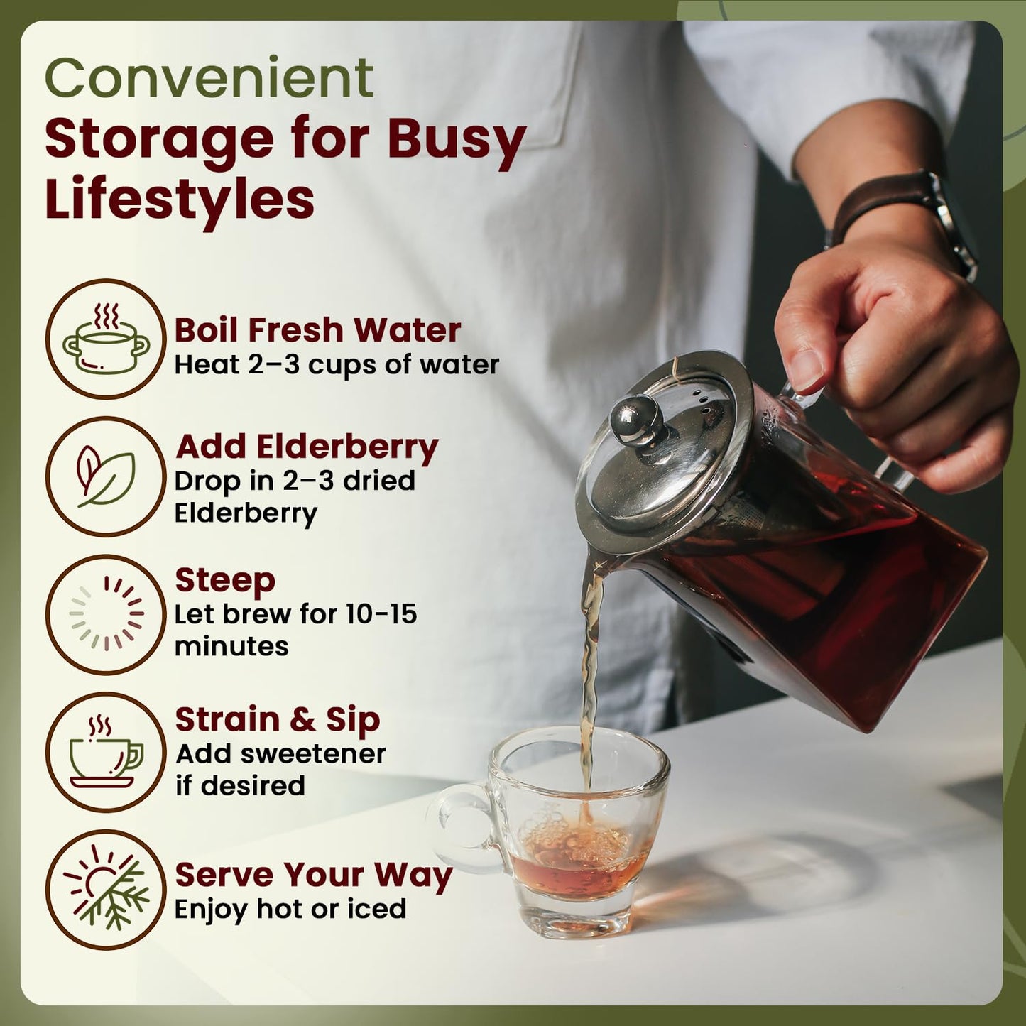Organic Way Dried Elderberry Whole - Herbal Tea | European Wild-Harvest | Kosher &amp; USDA Certified | Non-GMO &amp; Gluten Free | Tested for Purity | 100% Raw from Albania (1/4LBS / 4Oz)