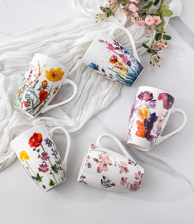 AmorArc Porcelain Tea Mug with Infuser and Lid, 18 Oz Tea Cup with Handle for Loose Leaf Tea, Gift for Tea Lovers of Men and Women