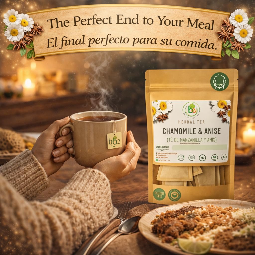 Manzanilla & Anís Té (Chamomile & Anise) – 60 Premium Tea Bags – 100% Natural Herbal Infusion – Traditional Digestive Comfort