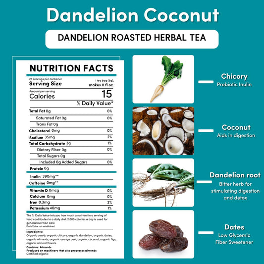 Teeccino Dandelion Coconut Tea - Caffeine Free