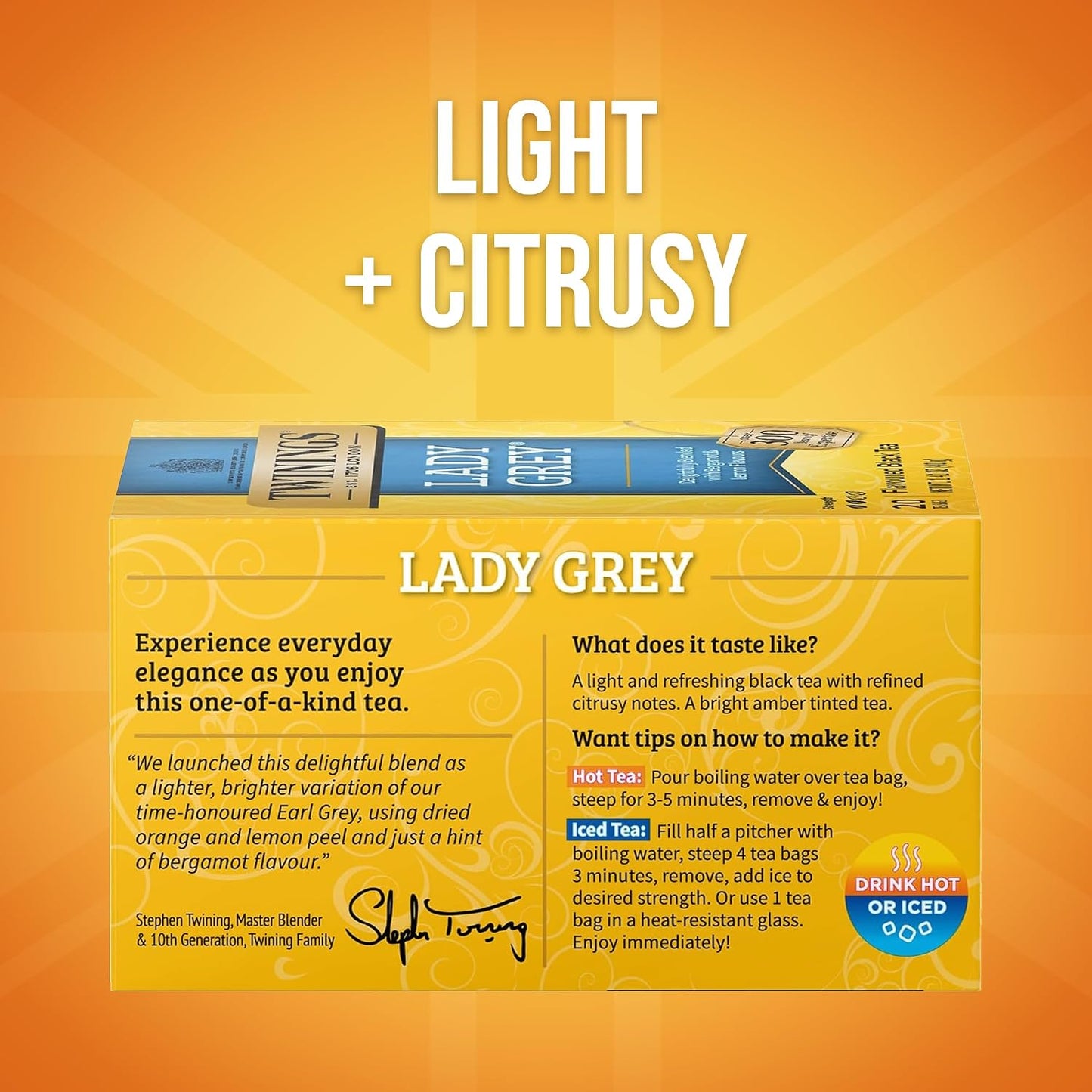 Twinings Lady Grey Black Citrus Tea Bags, 20 CT Box (6 Pack)