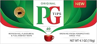 PG Tips Premium Black Tea Bags Non-Pyramid, 40 Count (Pack of 1)
