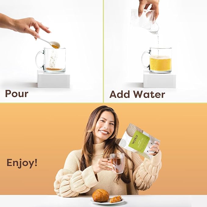 Waka Instant Green Tea Mix, Original - 100% Tea Leaves, No Additives, Unsweetened Tea Powder for 50 Quarts or 200 Cups – Easy and Quick Hot or Iced Teas (4.5oz)