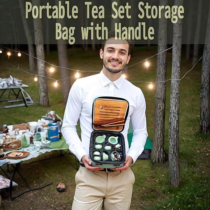 Portable Chinese Gongfu Tea Set - Handcrafted Ceramic Tea Set for Chinese/Japanese Tea Ceremony, Complete with Teapot & 4 Cups
