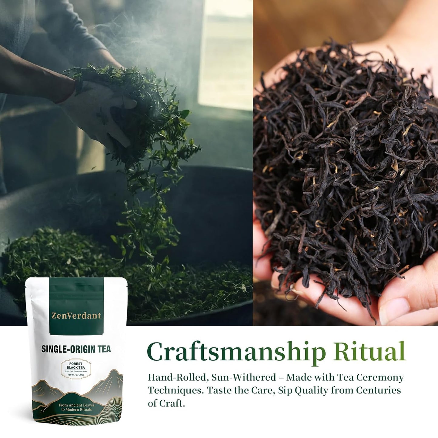 ZenVerdant Yunnan Forest Black Tea 3oz, Traditional Handcrafted Loose Leaf Tea with Natural Floral & Fruity Aroma, Smooth & Digestive & Metabolism Support