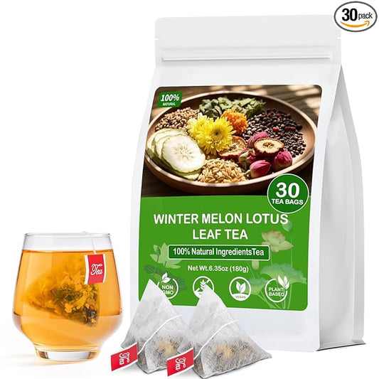 Winter Melon Lotus Leaf Tea, 100% Natural Oil Cleansing Tea, Traditional Chinese Oil Reducing Herbal Teabags for Men & Women