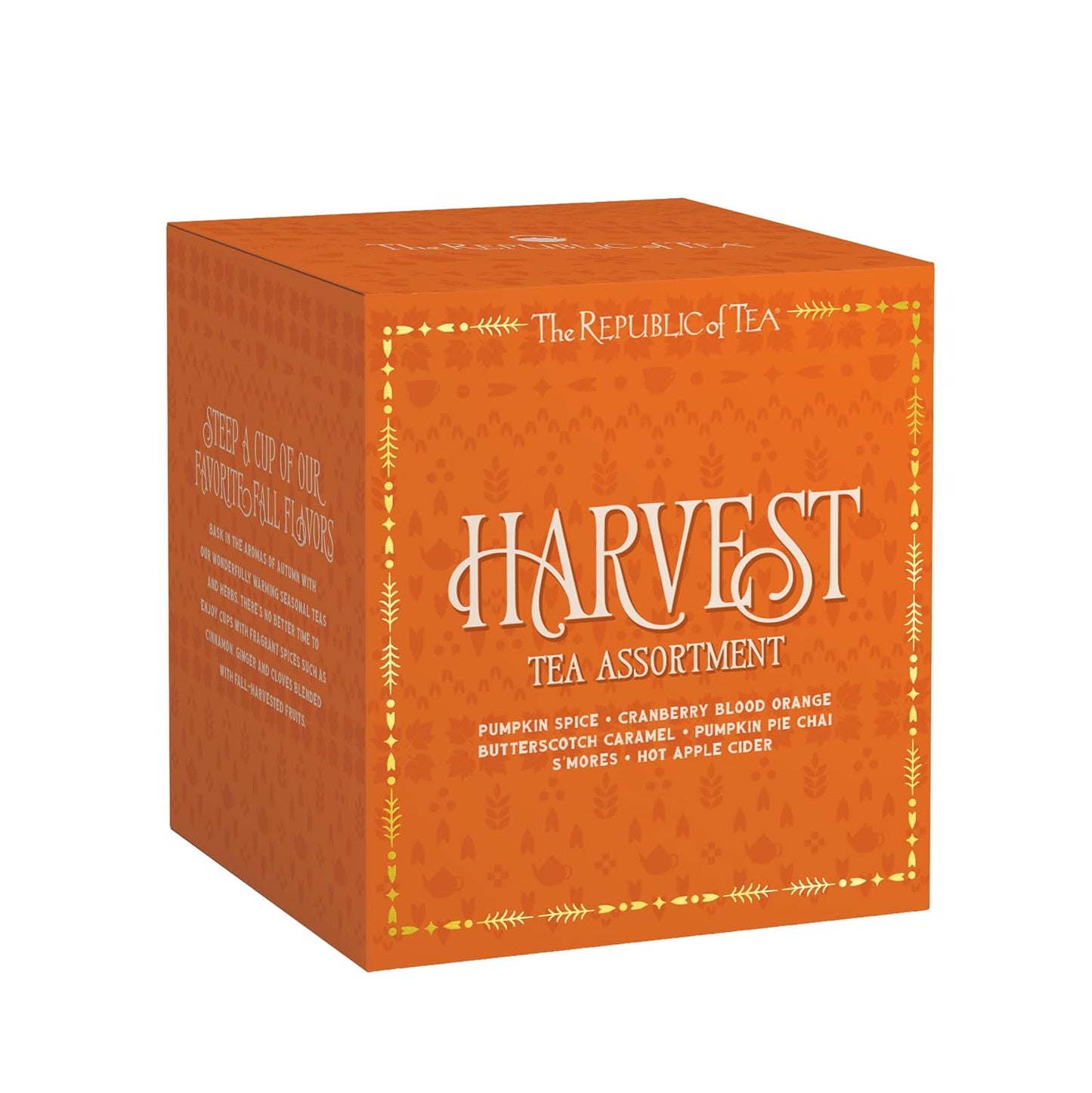 The Republic of Tea Harvest Tea Sampler Assortment, 24 Count | Six fall tea varieties with fruit, spice and dessert-inspired notes. 24 individually wrapped tea bags.