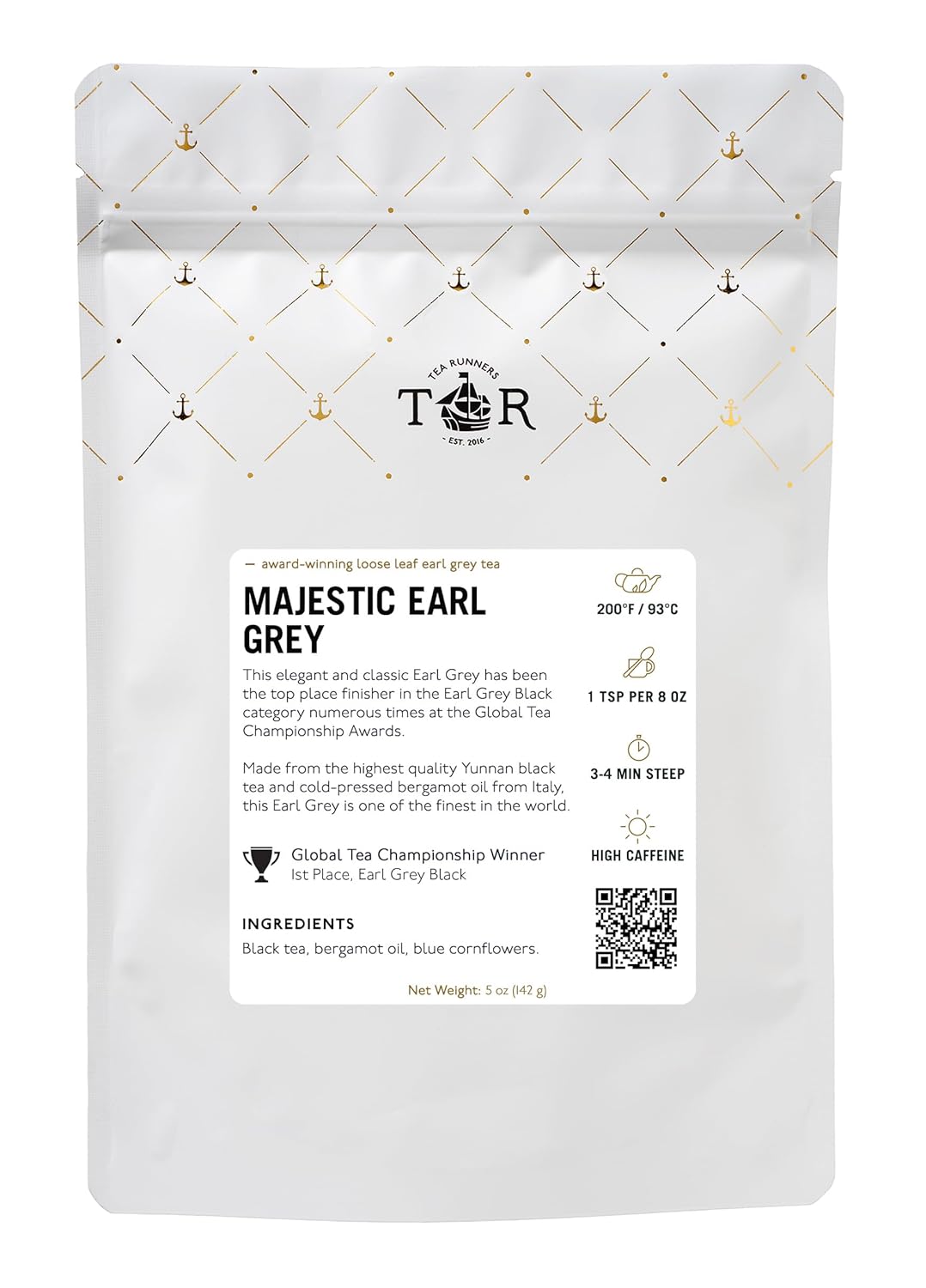 Tea Runners Majestic Earl Grey Loose Leaf Black Tea – Classic Bergamot, High Caffeine – 5oz