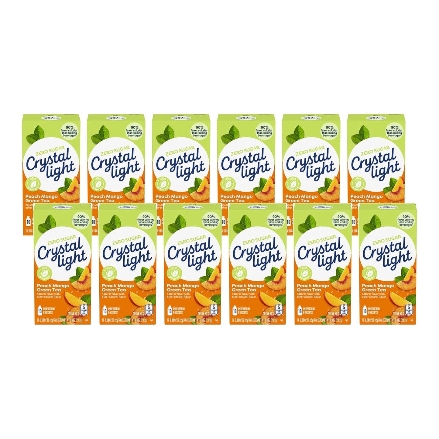 Crystal Light On The Go Peach Mango Green Tea Drink Mix, 10-Packet Box (Pack of 12)