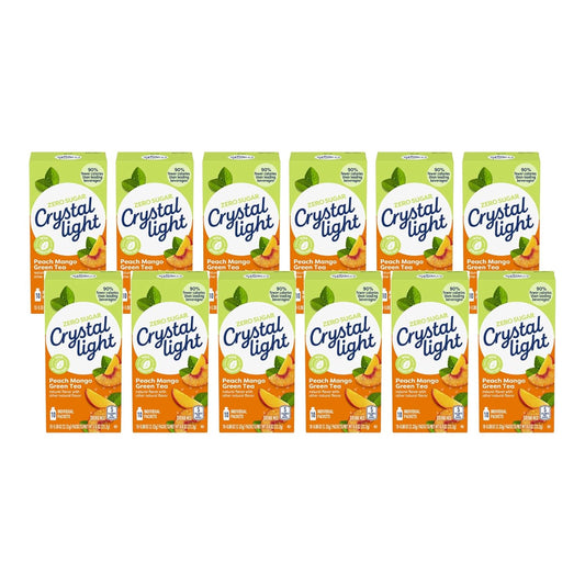Crystal Light On The Go Peach Mango Green Tea Drink Mix, 10-Packet Box (Pack of 12)