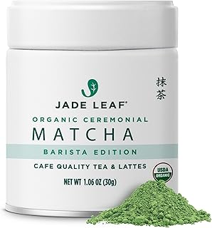Jade Leaf Matcha Organic Ceremonial Grade Matcha Green Tea Powder - Barista Blend - 100% Pure Japanese First Harvest Green Tea for Lattes from Uji and Kagoshima, 30g / 1.06 Ounce (Pack of 1)