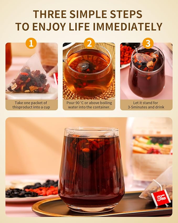 Kidney tea formula Ginseng Six Treasure Tea，Chinese Herbal Tea，Natural Organic Kidney Cleanse Detox Tea for Women & Men (1 Pack/25 Bags)