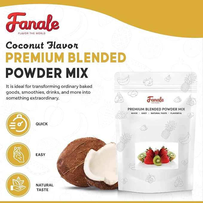 Fanale Premium Coconut Bubble Tea Flavoring Powder | Perfect for Baking, Smoothies, Desserts and Drinks | Instant Flavoring Powder for Boba Milk Tea - 2.2 Pounds (Pack of 20)