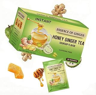 Life Plus Style Gourmet Essence of Ginger Honey Ginger Soursop Herbal Tea 20 Instant Tea Powder Packets Caffeine Free Natural Pure Soursop Hebal Tea