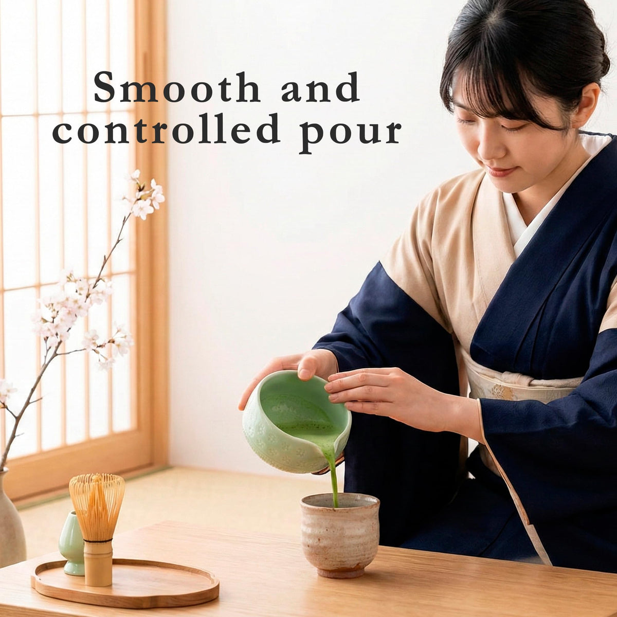 BLOOMORA Matcha Set, Ceramic Kit with Bowl, Bamboo Whisk and Scoop, Tea Ceremony