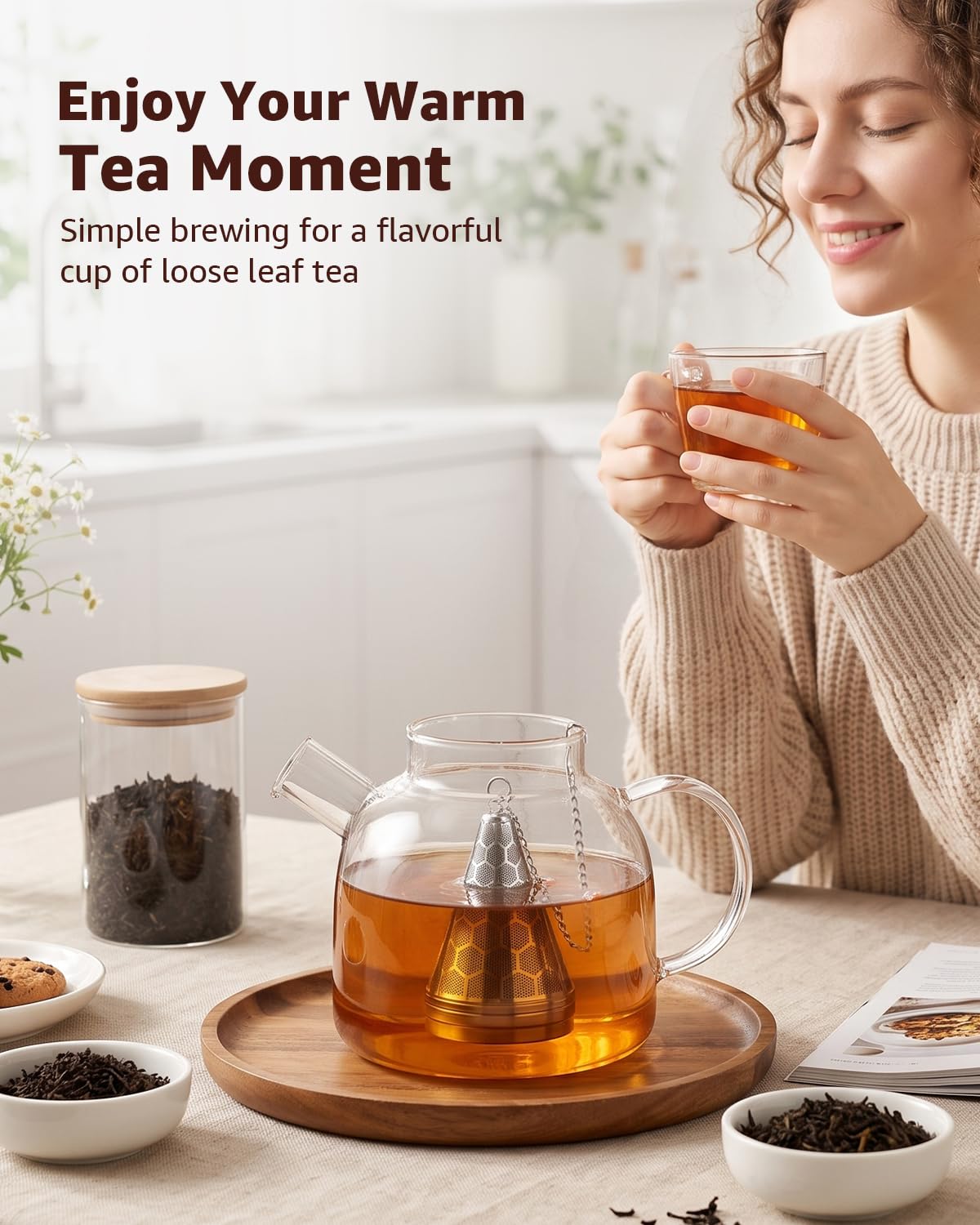 HOUSE AGAIN Tea Infuser for Loose Leaf Tea 304 Stainless Steel Cone Tea Strainer