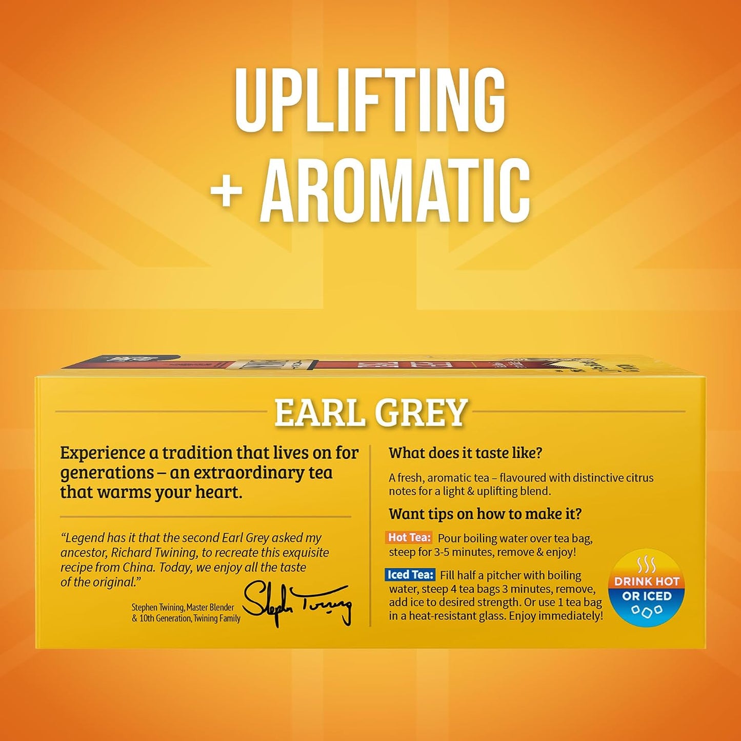 Twinings Earl Grey Black Bergamot Caffeinated Tea Bags, 100 CT Box (1 Pack) | Classic Tradition, Black Tea with Citrus, Naturally Caffeinated, 100 Foil Lined Individually Wrapped Bags, Enjoy Hot or Iced