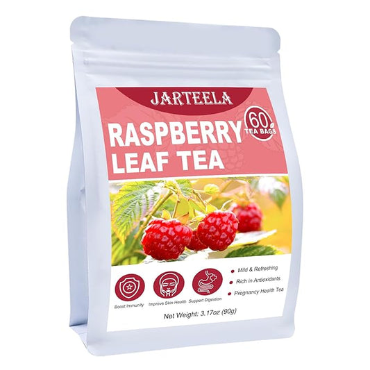 Jarteela - Raspberry Leaf Tea Bag, 1.5g x 60 Count - Natural Red Raspberry Leaf Herbal Tea Pregnancy - Premium Herbs - Non-GMO - Caffeine-free Tea