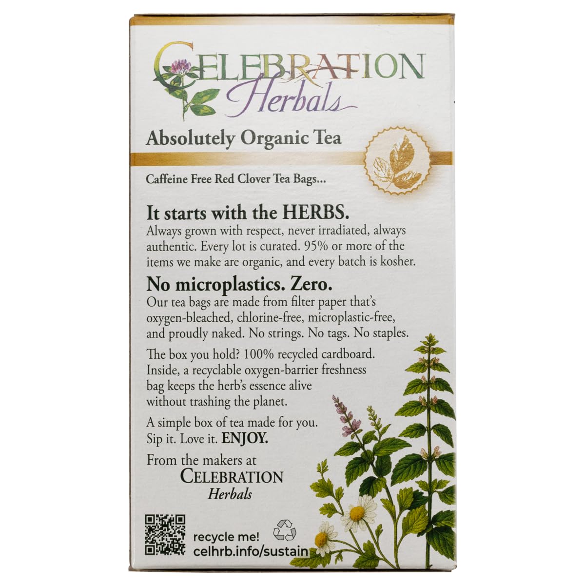 Celebration Herbals Organic Red Clover Leaf and Flower Tea Caffeine Free - 24 Herbal Tea Bags