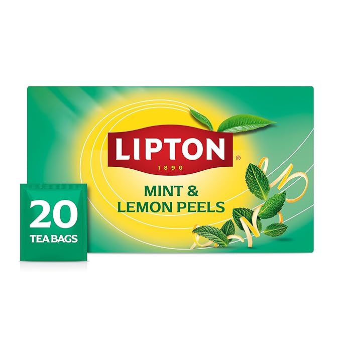 Lipton Smooth Mint with Lemon Peels Tea Bags, caffeine free Tea, Fruit and Herbal Tea, Individually Wrapped, 20 Tea Bags