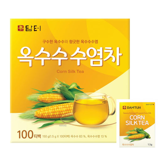 Damtuh Korean Corn Silk Tea Bags, Caffeine-Free, 100 Count | Mild, earthy, gently roasted taste; corn, corn silk, and Solomon's seal; 1.5 g individually wrapped tea bags