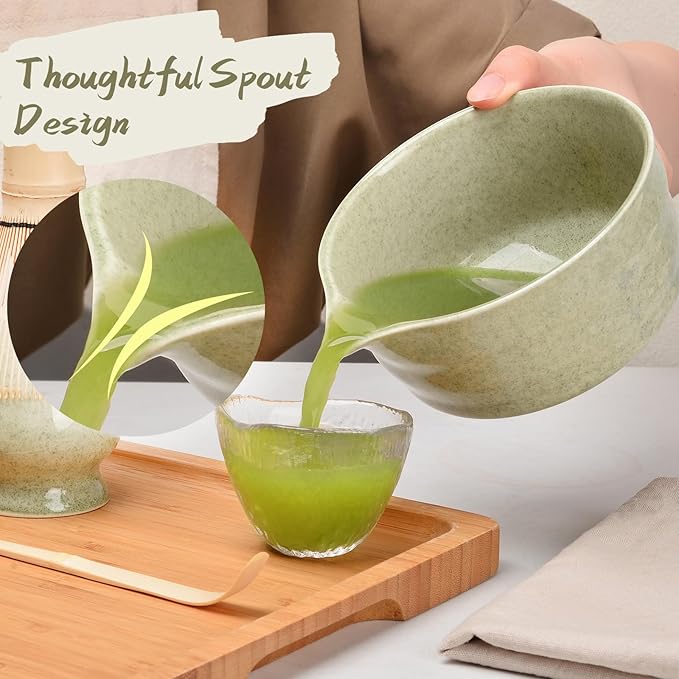 Authentic Japanese Matcha Ceremony Set - 17oz Traditional Chawan Bowl with Bamboo Whisk (Chasen), Scoop & Stand - Complete Starter Kit for Beginners