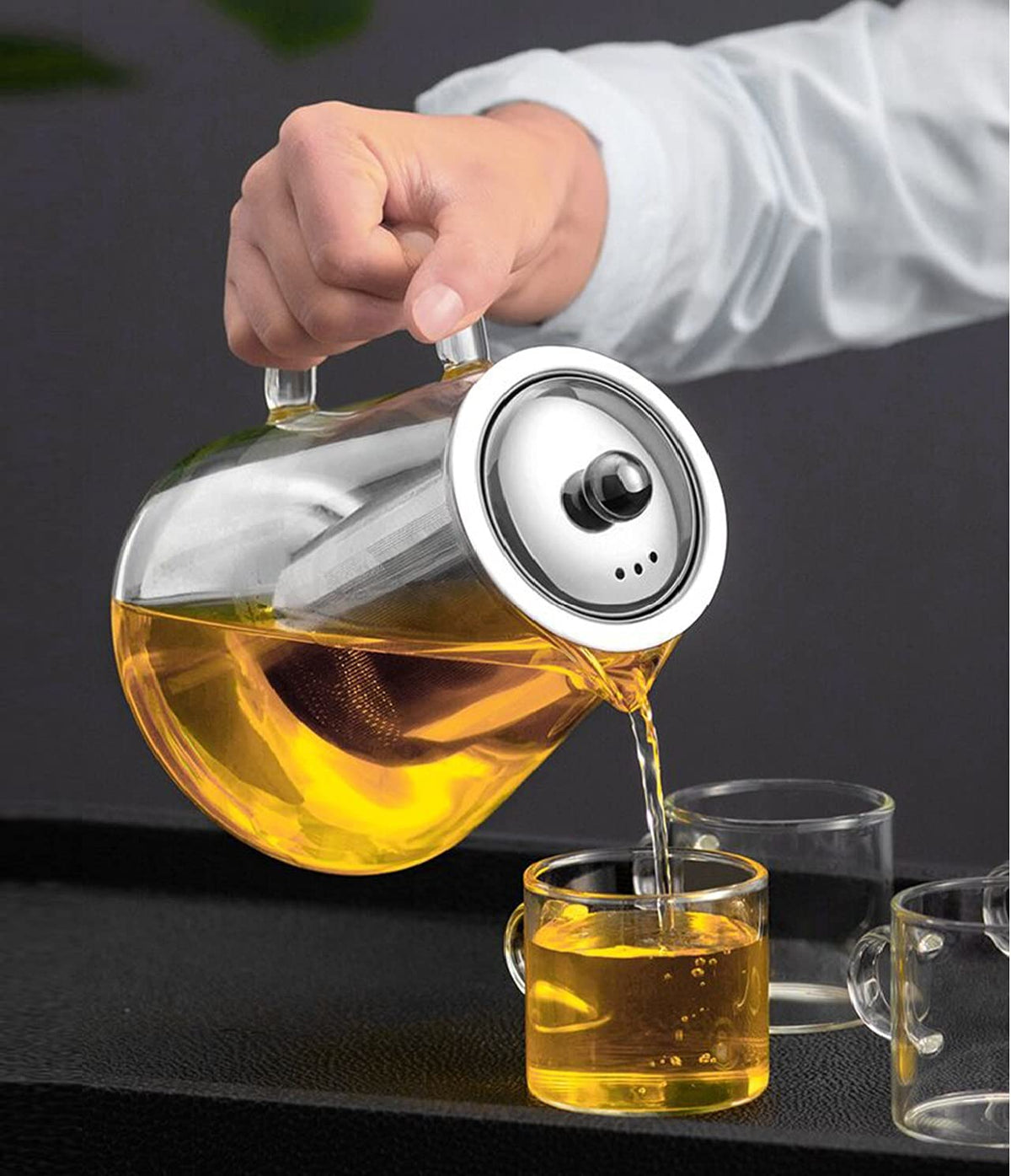 Newraturner Mini Size Glass Teapot Tea Kettle-with Stainless Steel Removable Infuser for Blooming Tea & Loose Leaf Tea