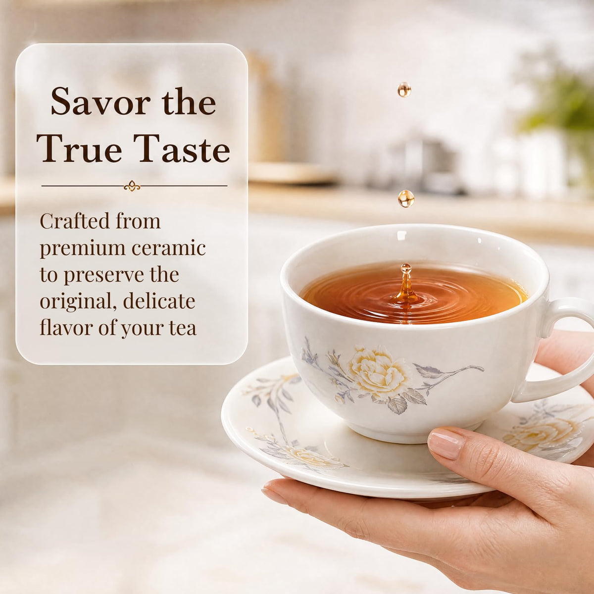 Nagpew Tea for One Set, Porcelain Floral Teapot Cup Saucer Set