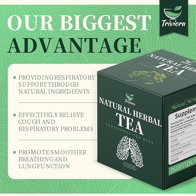 Triviora Herbal Tea Bags, Mullein Leaf Tea, 15 Tea Bags