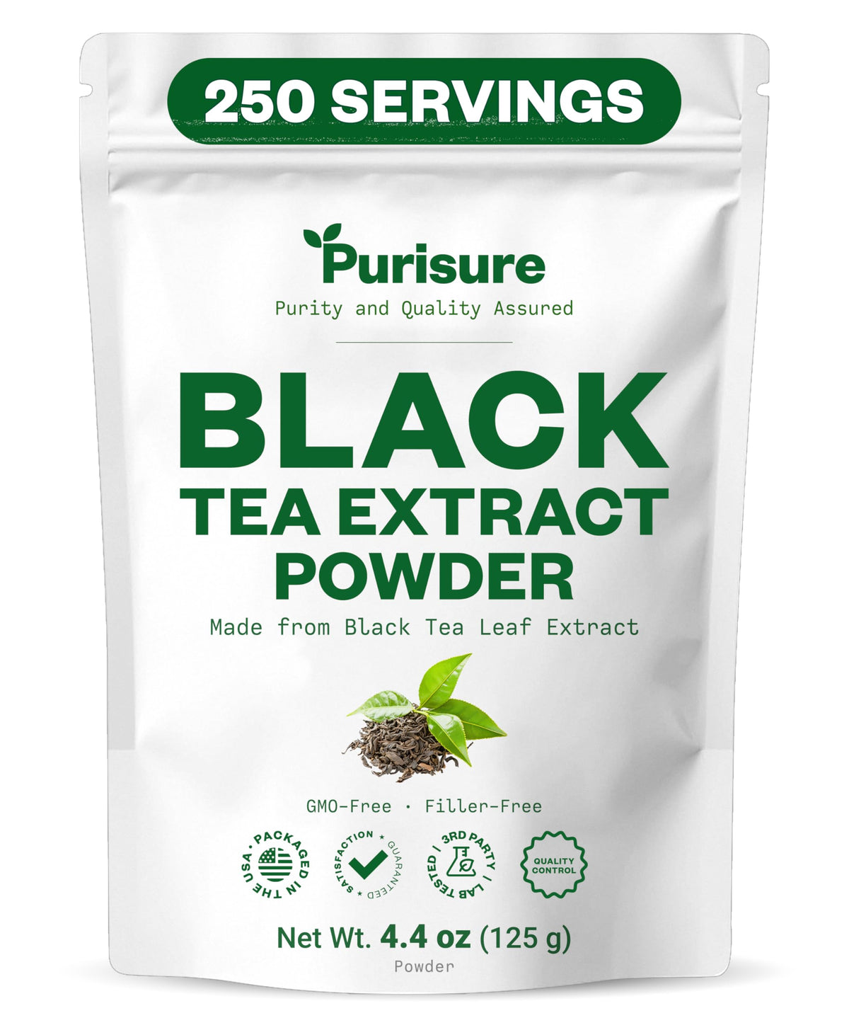 Purisure Instant Black Tea Extract Powder, Unsweetened Iced Tea Extract Powder from Real Black Tea Leaves for Hot or Cold