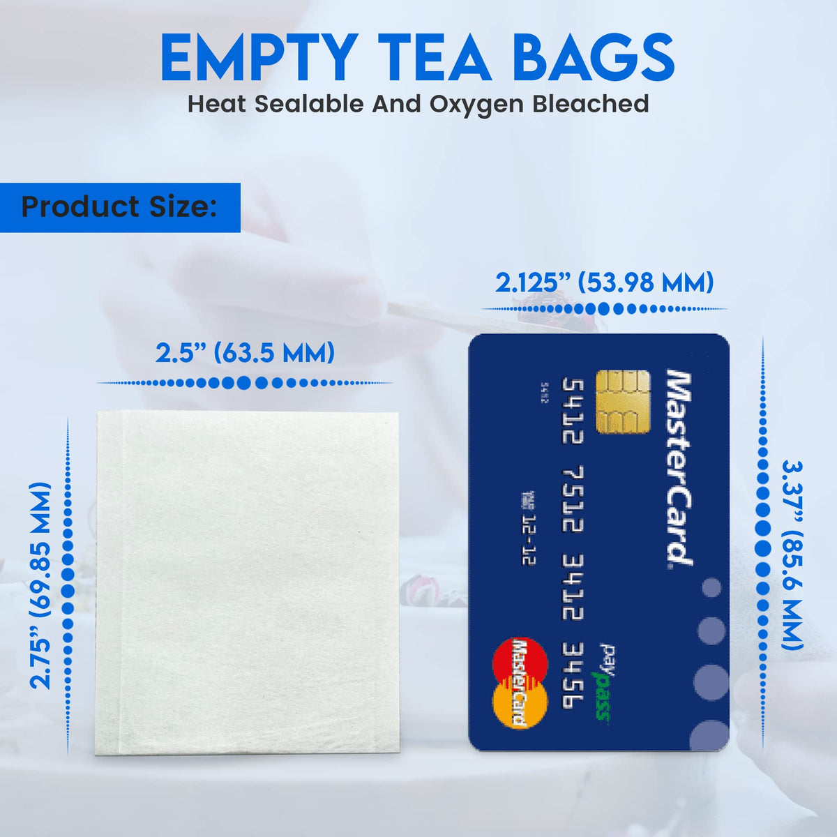 Special Tea 100 Empty Tea Bags 2.5” x 2.75” White Compostable, These Heat Sealable Tea Infuser for Loose Tea Herbs are
