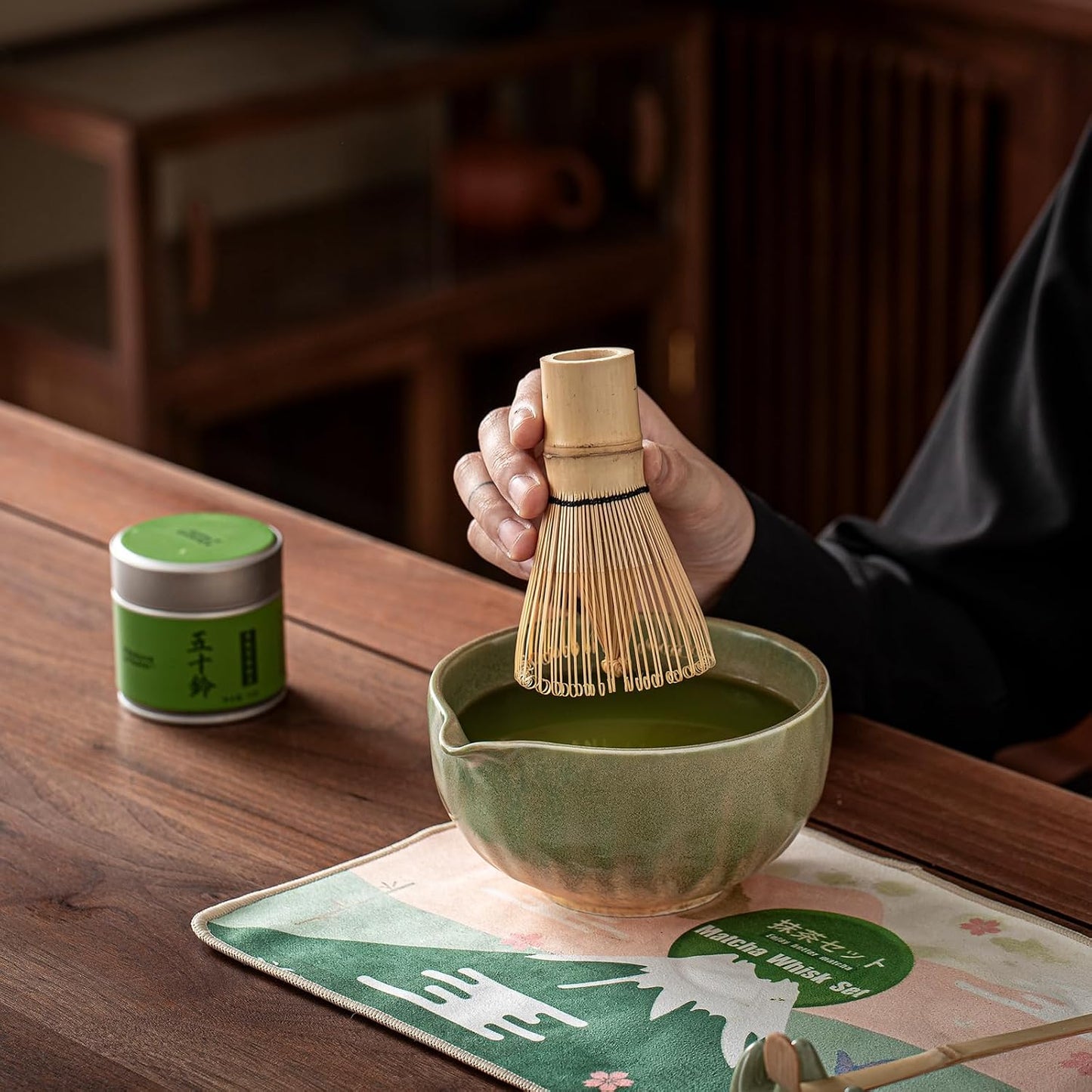Clay&amp;Fire Matcha Whisk Set, 9 Pcs Ceramic Matcha Set(YB-Green) | Matcha Bowl with Spout and Whisk, Matcha Tea Kit for Matcha Lovers, Ideal Gift for Friend