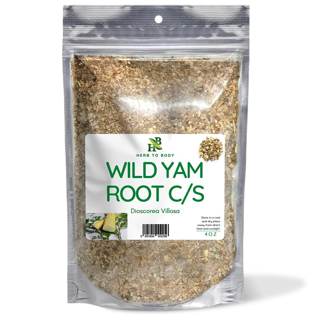 Herb To Body Wild Yam Root Cut & Sifted – 4 oz, Wildcrafted Dioscorea Villosa for Herbal Tea, Relaxation Support, and