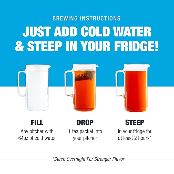 Tiesta Tea - Peaches N' Green Cold Brew, Loose Leaf, Smooth Peach Green Tea, Premium Medium Caffeinated Iced Drink, Cold Brew Packets, Makes 64 oz of Pitcher Per Bag (Pack of 10)