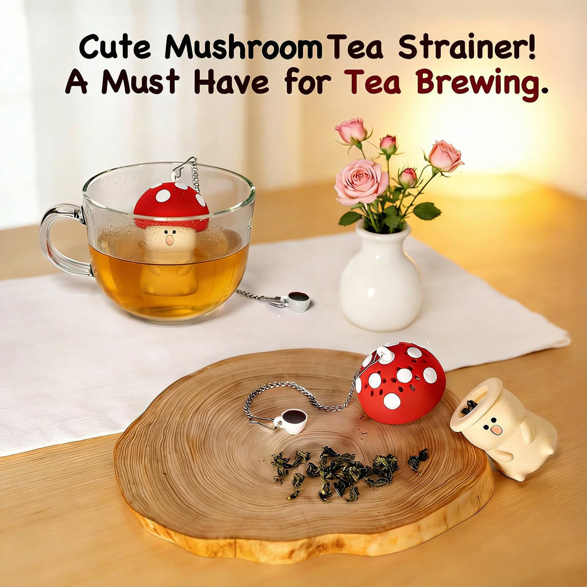 Hobrad Mushroom Tea Infuser Loose Leaf Tea Strainer Cute Kitchen Accessories
