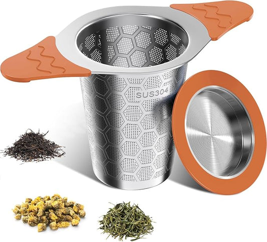 Tea Infuser for Loose Leaf Tea,18/8 Stainless Steel Tea Infuser with Heat Proof Silicone Handles