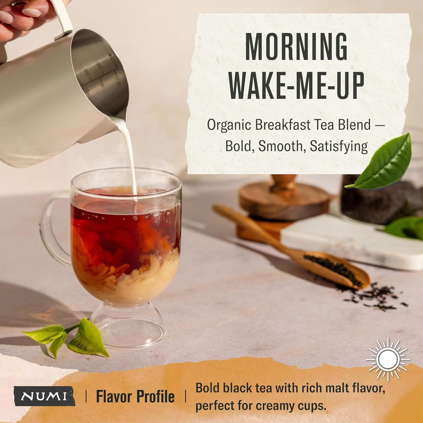 Numi Organic Breakfast Blend Tea | 18 Black Tea Bags | Assam, Ceylon & Darjeeling Black Teas | Caffeinated