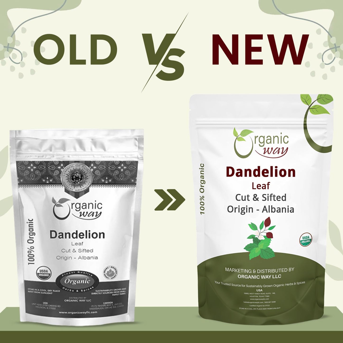 Organic Way Dandelion Leaf Cut &amp; Sifted - Herbal Tea (4 Oz) | Taraxacum Officinale, European Wild-Harvest - USDA Organic and Kosher Certified; Non-GMO &amp; gluten-free 100% Raw from Albania