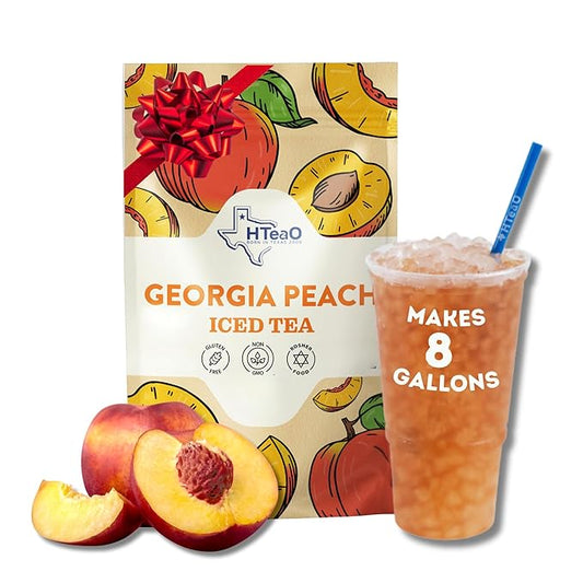 HTeaO Georgia Peach & Hibiscus Iced Tea Bags – Makes 8 Gallons in 5 Minutes – Large Tea Sachets for Parties, Family Gatherings, & Groups – Texas-Style Ice Tea Packets for Quick Brew (16-Count)