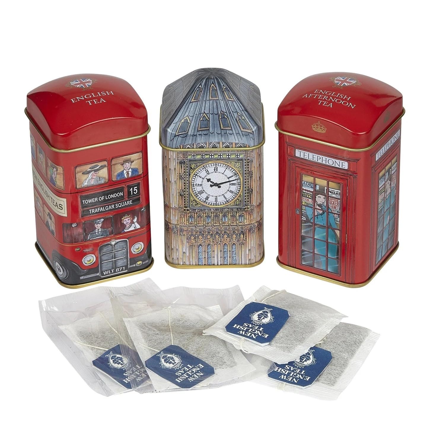 British Heritage Big Ben 3x Mini Tea Tin Gift Pack with 28 Teabags