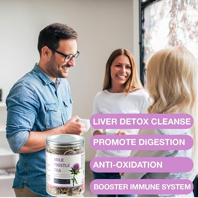 50 Milk Thistle Tea Bags for Detox Cleanse & Repair, Thorne Milk Thistle Herbal Tea for Support