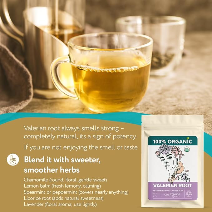 Zhivana Organics Valerian Root Tea – Organic Loose Herb, 4oz
