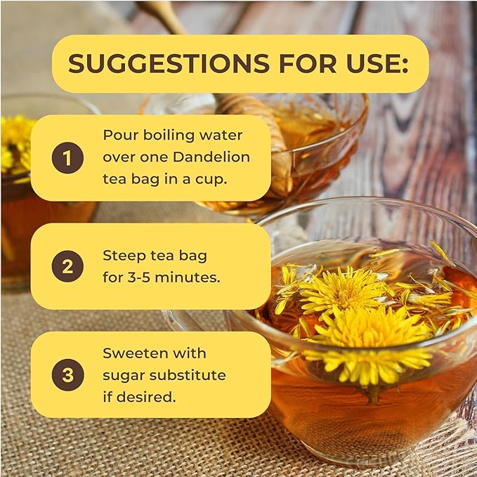 Hanan Dandelion Herbal Tea 50 Teabags (Diente de Leon) - Pack of 2 Box with 25 Tea Bags Each of All-Natural Dandelion Root and Leaf from Peru