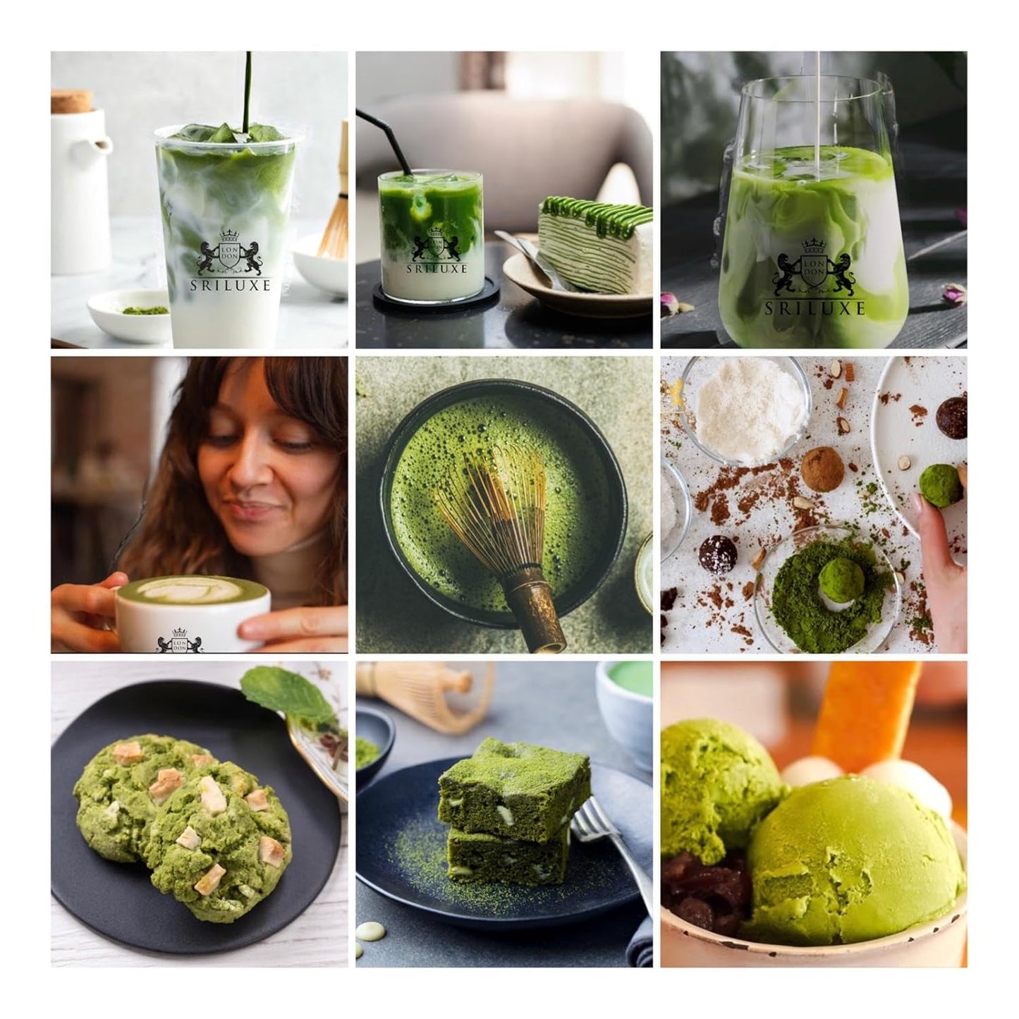 SRILUXE - Ceremonial Matcha Green Tea Powder - Premium Grade-100g. Produced in Japan, Uji, Kyoto. Use for Drinking, Cooking, Baking, Smoothie Making and with Milk. Vegan & Vegetarian Friendly (100g, AAAA (4A))