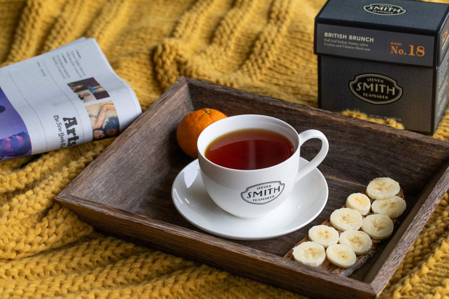 Smith Teamaker | British Brunch No. 18 - Assam, Ceylon & China Black Tea | Sugar-Free, Non-GMO, Plant Based Caffeinated Full Leaf English Breakfast Black Tea (90 Sachets, 6 Packs of 15)