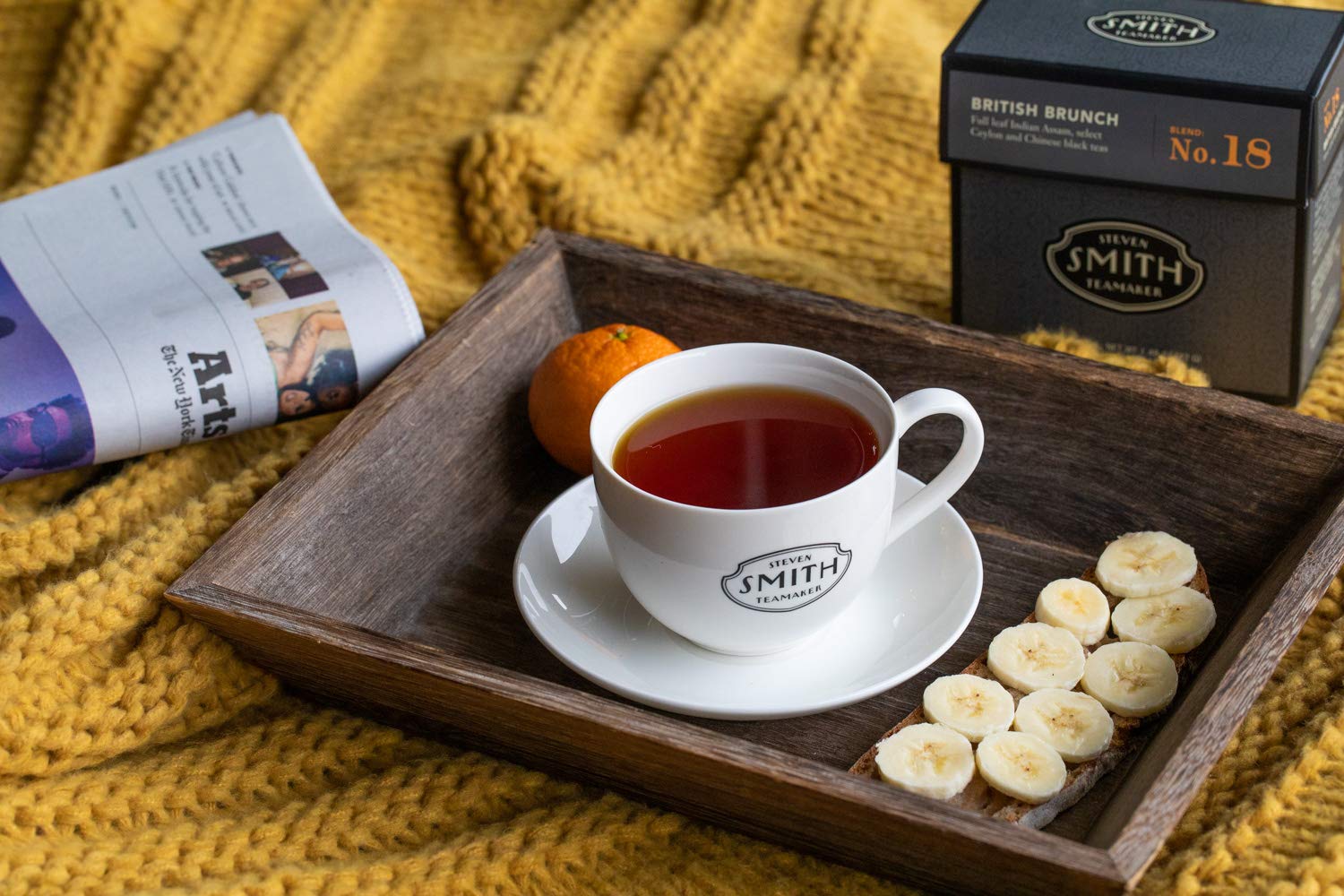 Smith Teamaker | British Brunch No. 18 - Assam, Ceylon & China Black Tea | Sugar-Free, Non-GMO, Plant Based Caffeinated Full Leaf English Breakfast Black Tea (90 Sachets, 6 Packs of 15)