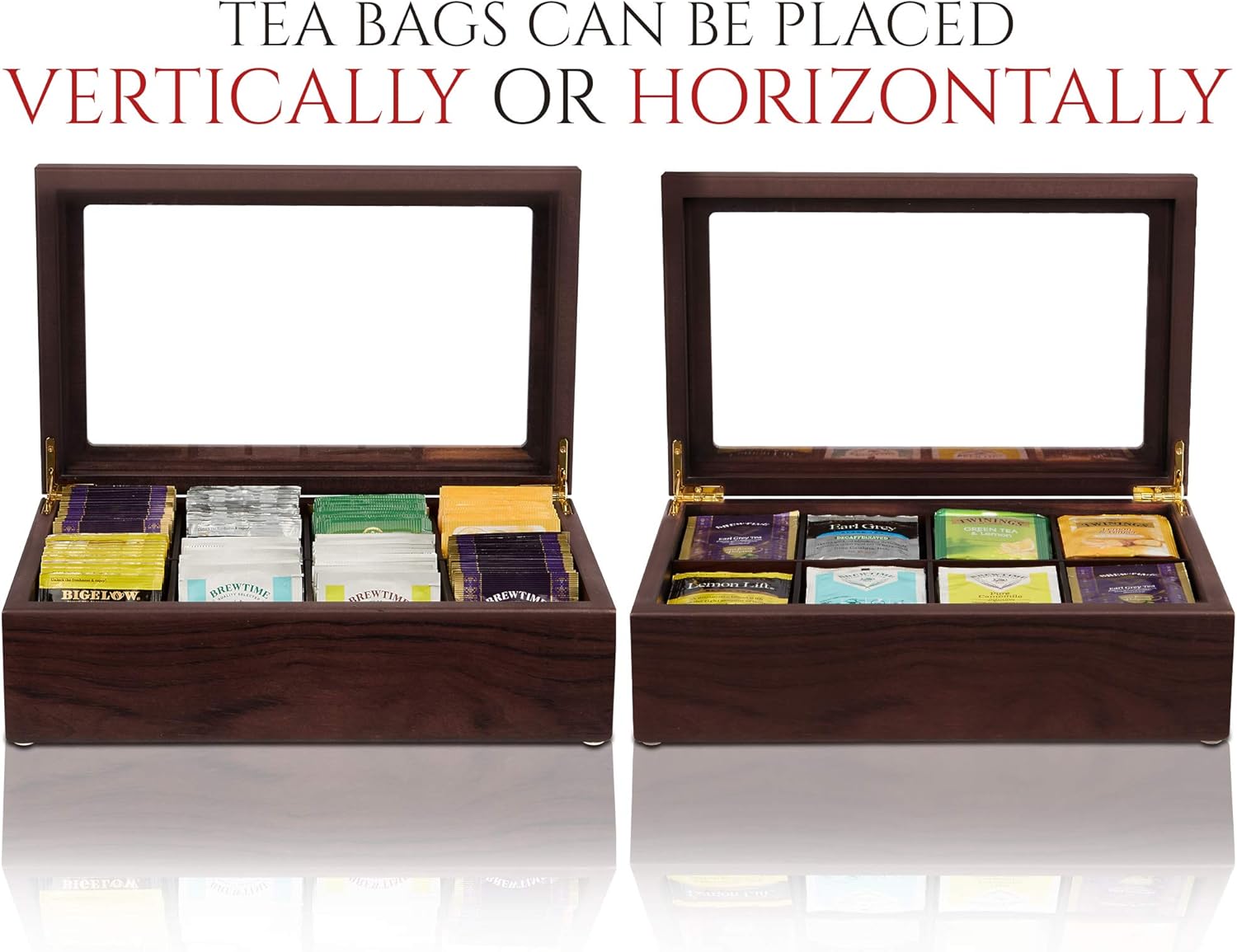 Apace Living Tea Boxes (Dark Walnut) - 8 Compartments Tea Box + 6 Compartments Tea Box