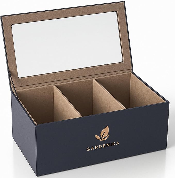 Tea Box Organizer - Premium Elegant Tea Bags Storage Container with 60 Tea Bag Holder Capacity