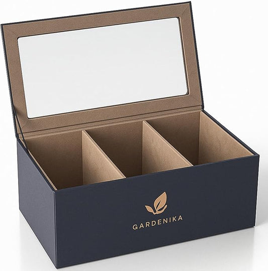 Tea Box Organizer - Premium Elegant Tea Bags Storage Container with 60 Tea Bag Holder Capacity
